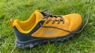 Yellow Inov-8 Parkclaw G 280 trail-running shoe on grass