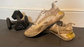 A well-worn pair of Puma Fuse 2.0s owned by Coach writer Harry Bullmore