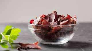 Bowl of beef jerky